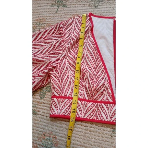 Lovers + Friends Red White Embroidered Eyelet Crop Top Boho V Neck Revolve NWT L - Picture 10 of 11